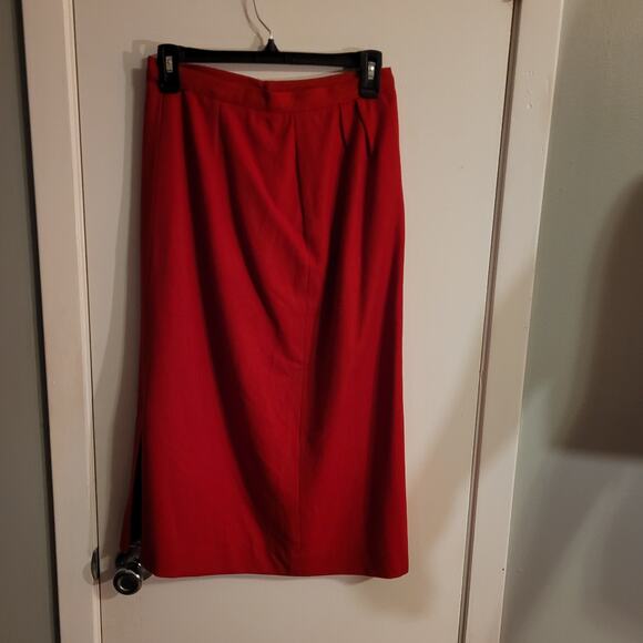 Vintage 1960s 1970s Women’s Red Wool Midi Maxi Skirt High Waist Modest Lined - Picture 1 of 10